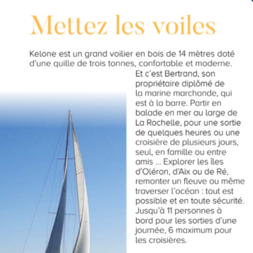 immo tim - article sur le voilier Kelone